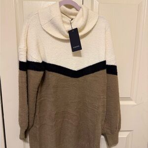 NWT Kojooin Cream Brown Fleece Sweater Winter Cozy Pullover Size Warm Casual